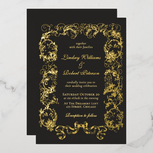 Elegant Vintage Ornate Black Gold  (Front/Back)