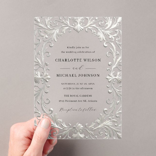 Elegant Vintage Ornate Frame Acrylic Wedding  Invitations (Insitu (Handheld))