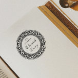 Elegant Vintage Ornate Round Ex Libris Book Rubber Stamp<br><div class="desc">An elegant, personalised book stamp with an ornate round frame. Inside the frame, "ex libris" is printed in classic serif capitals, below, your name is written in chic script lettering. A vintage-looking design, ideal for book lovers, librarians, and teachers. This is the wooden rubber stamp - choose the handle and...</div>