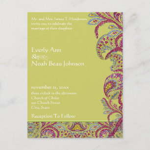 Elegant Vintage Paisley Wedding Invitation