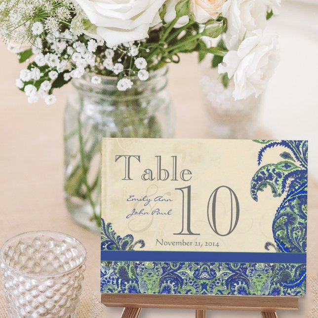 Elegant Vintage Paisley Wedding Table Number Postcard (Creator Uploaded)