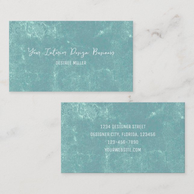 Elegant Vintage Pastel Teal Green Texture Business Card (Front/Back)