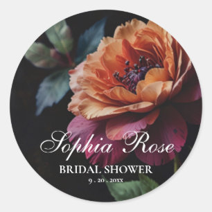 Elegant vintage peachy red floral moody boho classic round sticker