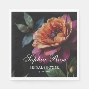 Elegant vintage peachy red floral moody boho napkin