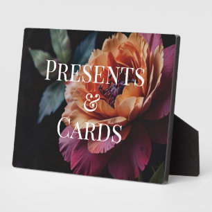 Elegant vintage peachy red floral moody wedding plaque