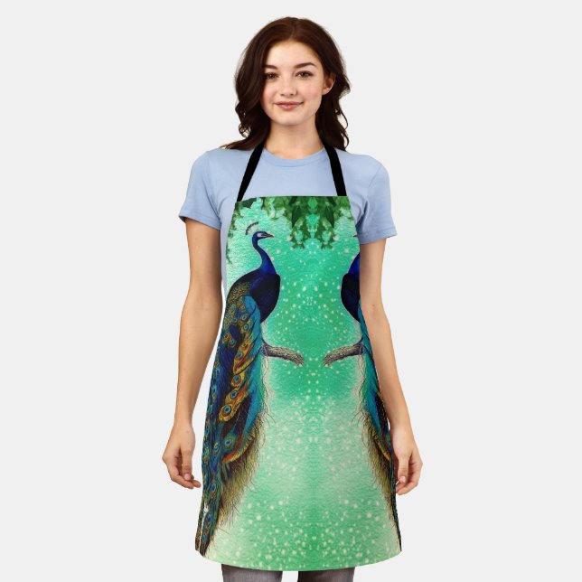 Elegant vintage peacock artwork  apron (Worn)