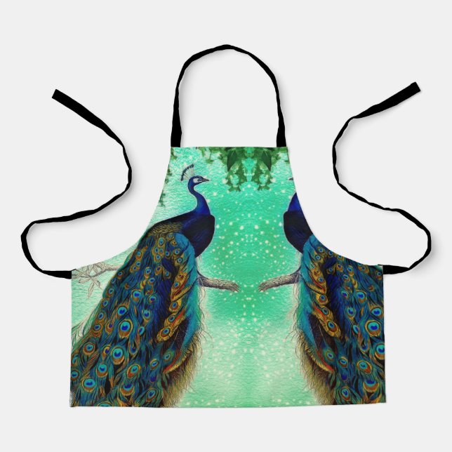 Elegant vintage peacock artwork  apron (Front)