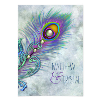 peacock wedding invitations