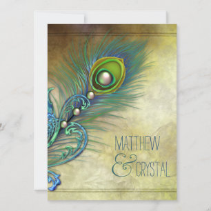 Elegant Vintage Peacock Wedding Invitation