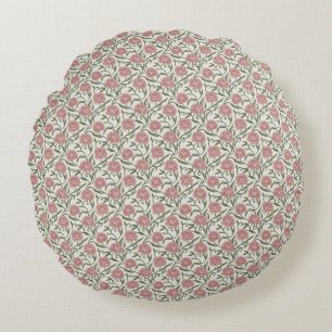 Elegant Vintage Peony & Mossy Vine Watercolor Round Cushion