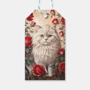 Elegant Vintage Persian Cat With Roses Gift Tags