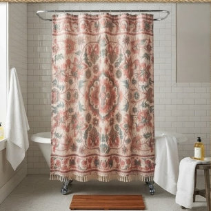 Elegant Vintage Persian Floral Warm Terra-Cotta Shower Curtain