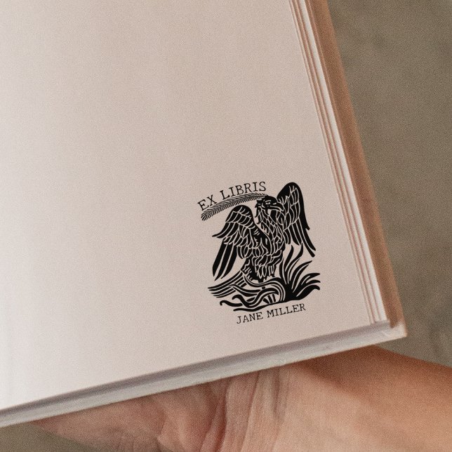 Elegant Vintage Phoenix  Ex Libris Book Rubber Stamp (Creator Uploaded)