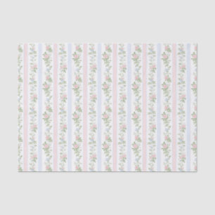 Elegant Vintage Pink and Blue Floral Tissue Paper