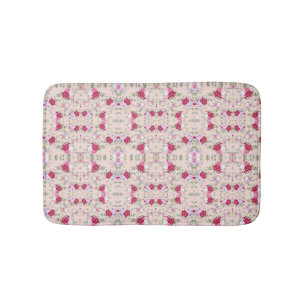Elegant Vintage Pink & Burgundy Floral Pattern Bath Mat