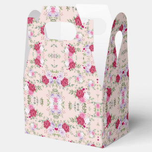 Elegant Vintage Pink & Burgundy Floral Pattern Favour Box