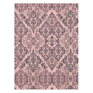 Elegant Vintage Pink Damask Pattern Tablecloth