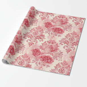 Elegant Vintage Pink Damask Pattern Wrapping Paper