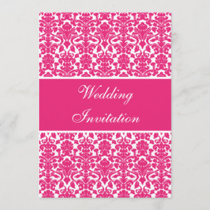 Elegant Vintage Pink Damask Wedding Invitation