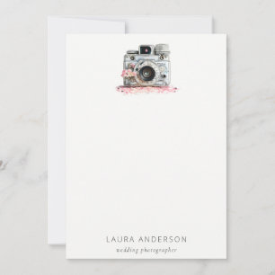 Elegant Vintage Pink Floral Camera Photography Card