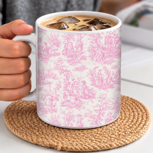 Elegant Vintage Pink French Toile De Jouy Coffee Mug