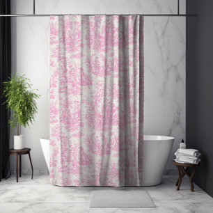 Elegant Vintage Pink French Toile Shower Curtain