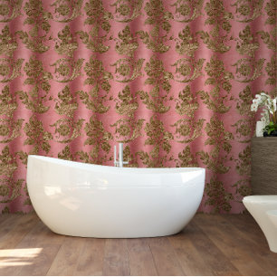 Elegant Vintage Pink Gold Floral  Wallpaper