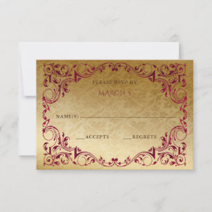 Elegant Vintage Pink Gold  RSVP Card