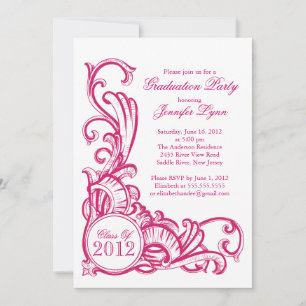Elegant Vintage Pink Graduation Party Invitation