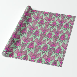 Elegant Vintage Pink Green Art Nouveau Floral Wrapping Paper