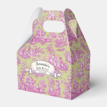 Elegant vintage pink green de jouy monogram 