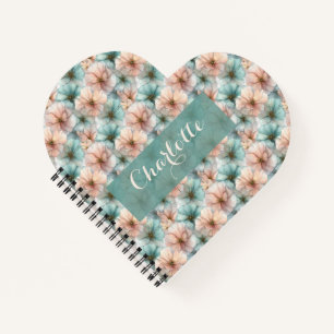 Elegant Vintage Pink & Green Floral Personalized Notebook