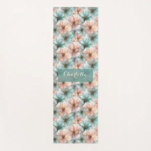Elegant Vintage Pink & Green Floral Personalized Yoga Mat