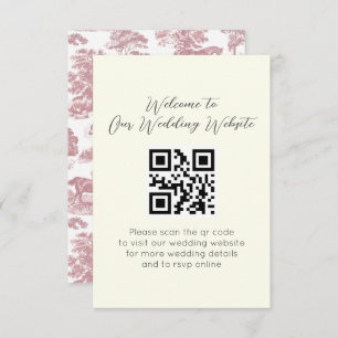 Elegant Vintage Pink Horse Toile Wedding Enclosure Card