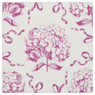Elegant Vintage Pink Hydrangea Flower Bows Fabric
