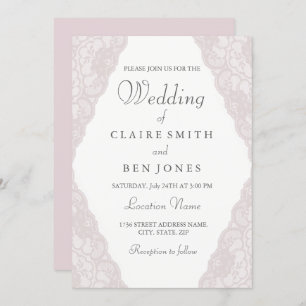 Elegant Vintage Pink lace Wedding Invitation
