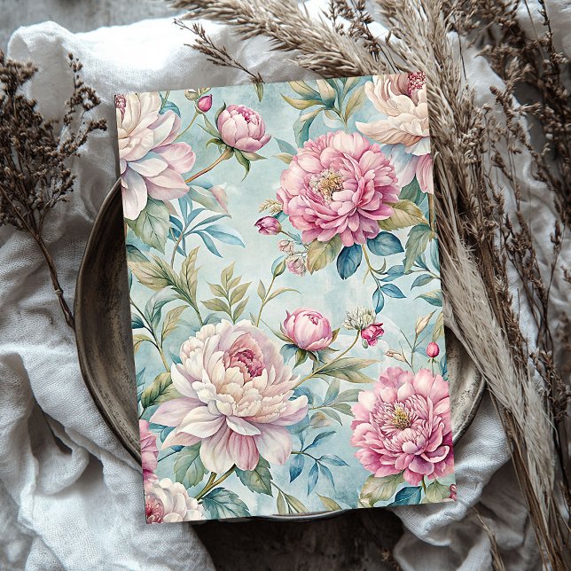 Elegant vintage pink peonies tissue paper (Elegant vintage pink peonies tissue paper)