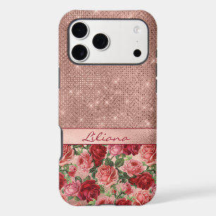 Elegant Vintage Pink Red Roses Floral Name