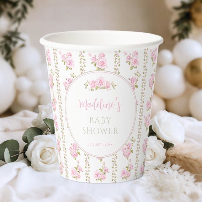 Elegant Vintage Pink Rose Paper Cups (Creator Uploaded)