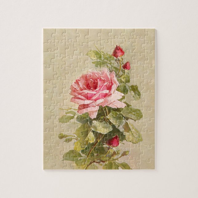 Elegant Vintage Pink Roses Jigsaw Puzzle (Vertical)