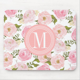 Elegant Vintage Pink Roses Personalised Mouse Pad