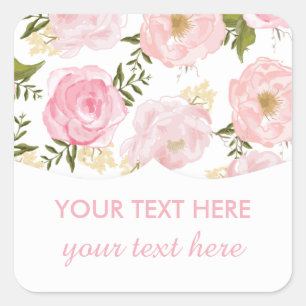 Elegant Vintage Pink Roses Square Sticker