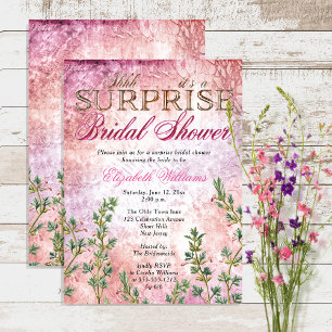 Elegant Vintage Pink Surprise Bridal Shower Invitation