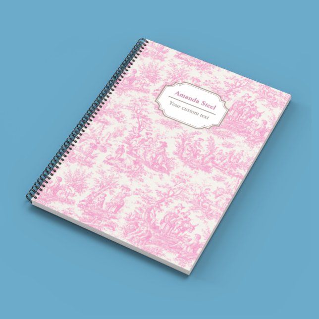 Elegant vintage pink toile de jouy small  notebook (Creator Uploaded)