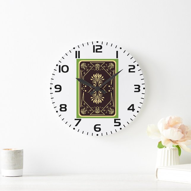 Elegant Vintage Playing Card Black Gold Large Clock (Creator Uploaded)