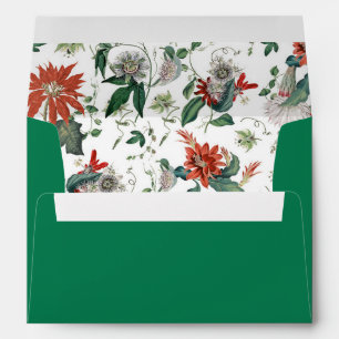 Elegant Vintage Poinsettia Christmas Flowers Envelope
