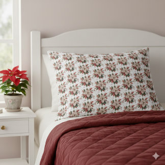 Elegant Vintage Poinsettia Winter  Pillowcase