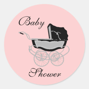 Elegant Vintage Pram Baby Shower Sticker
