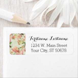 Elegant Vintage Pretty Pink Floral Roses Pattern Return Address Label
