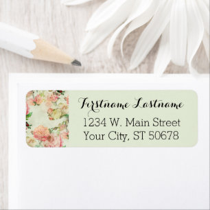 Elegant Vintage Pretty Pink Floral Roses Pattern Return Address Label